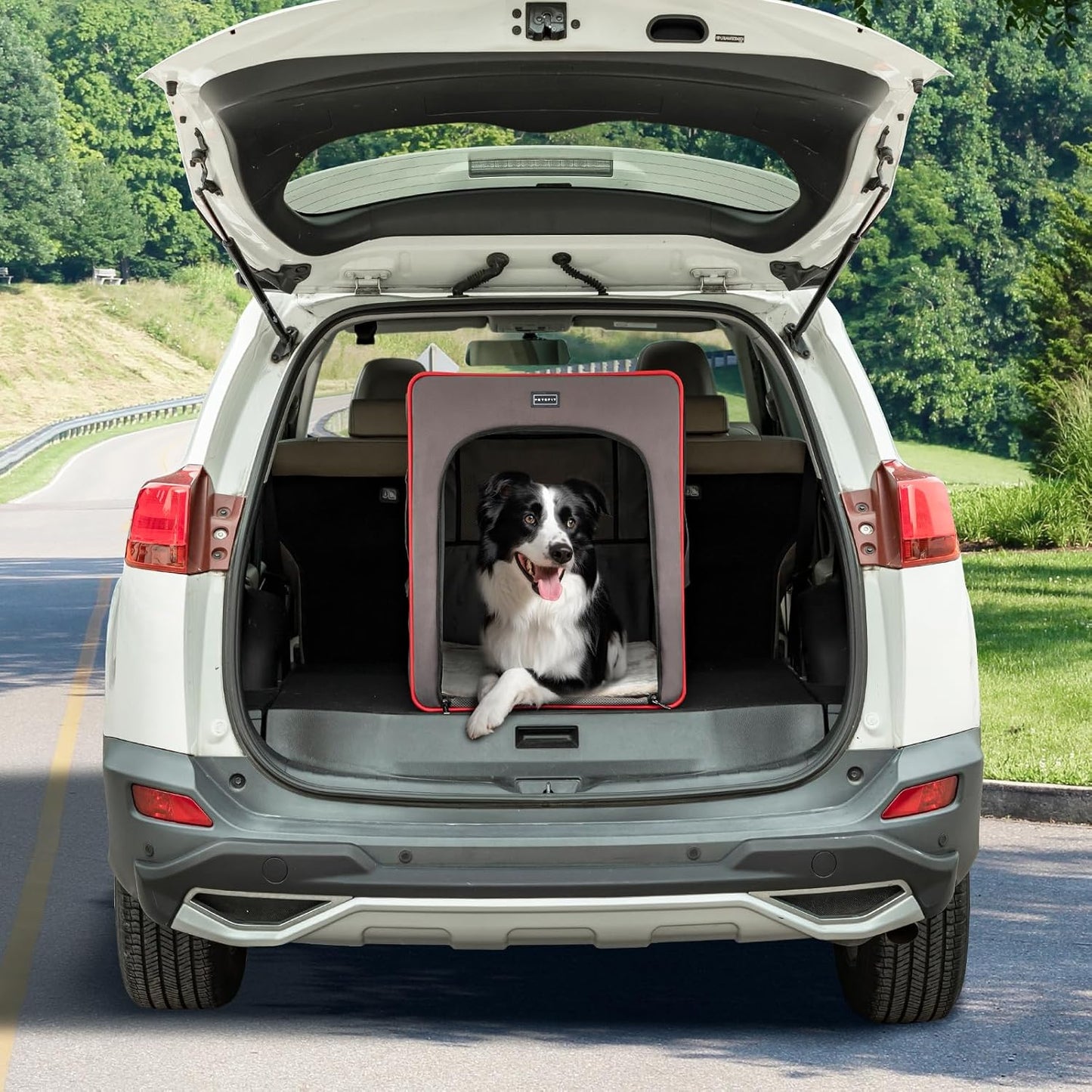 PETSFIT Soft Sided Dog Crate, Travel Dog Crate - 19 Inch Lightweight, Roomy, Easy to Set Up, Sturdy Portable Dog Kennel with Thick Mat, Navy Blue