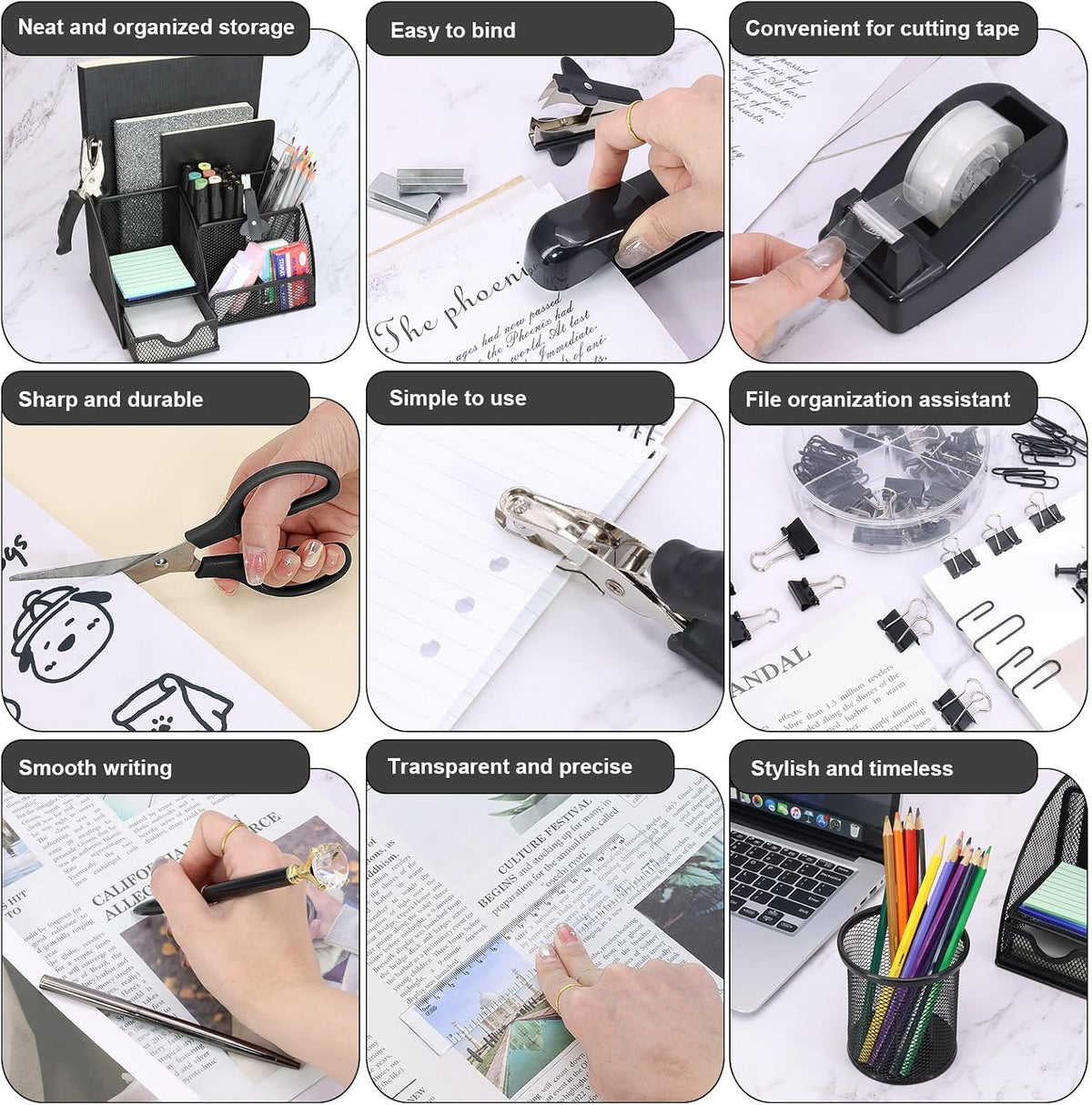 13-in-1 Office Desk Organizer Set for Back to School Supplies Accessories