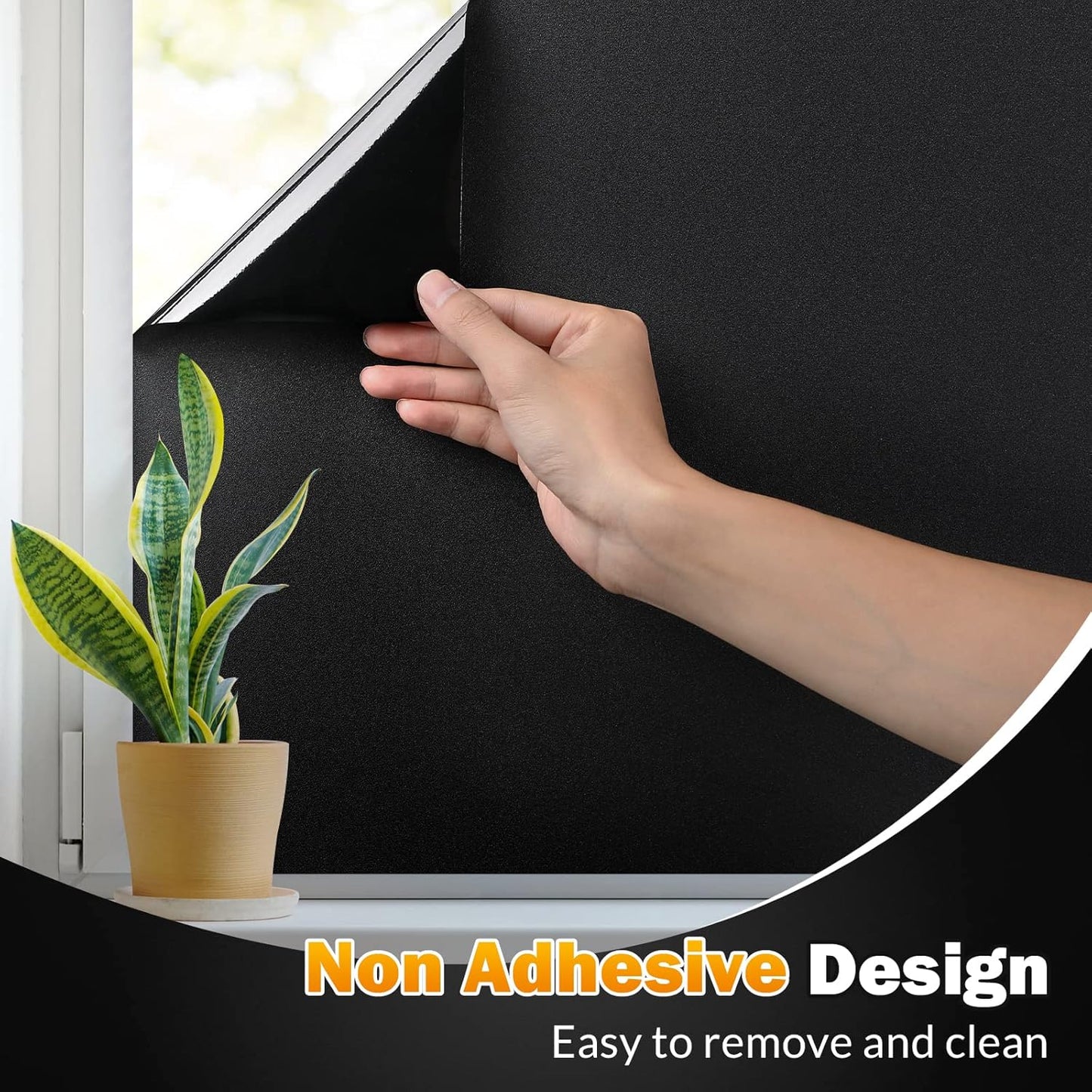 rabbitgoo Window Films for Privacy, Static Cling Frosted Glass Sticker, Non-Adhesive Privacy Film Sun Blocking Window Covering Frosting Vinyl Bathroom Sliding Glass Door, 44.5 x 200cm, Pure Frosted