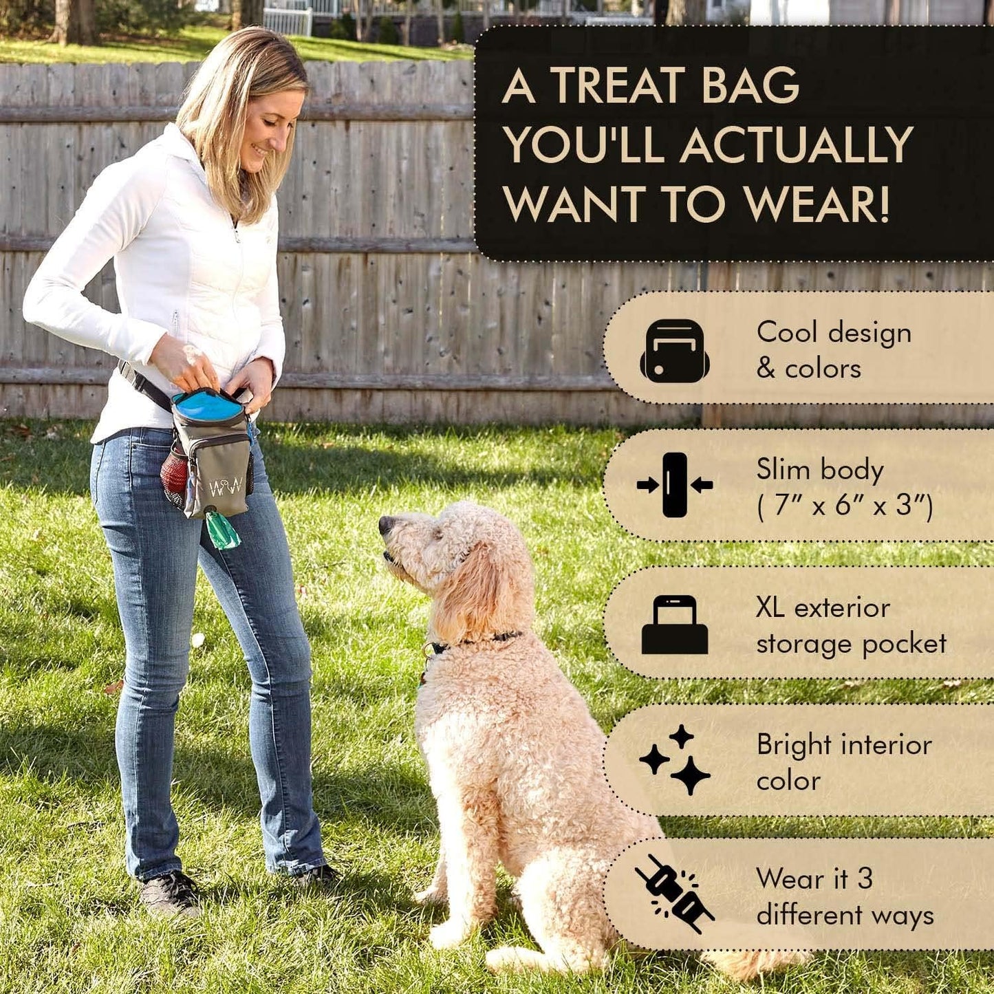 Wolf in Winter Quickdraw XL Dog Treat Pouch Bag for Training with Waste Bag Holder Phone Pocket and Belt Clip – Dog Accessories for Walking Hiking and Puppy Essentials – (Raspberry)