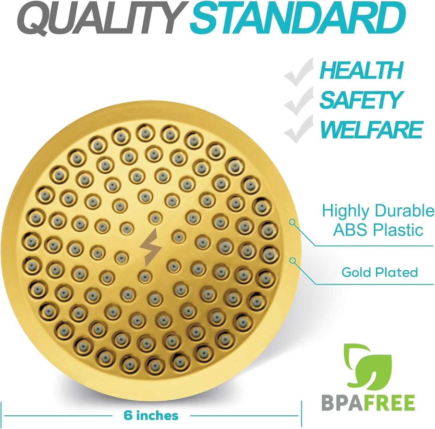 SparkPod Shower Head - High Pressure Rain - Premium Quality Luxury Design - 1-Min Install - Easy Clean Adjustable Replacement for Your Bathroom Shower Heads (Luxury Polished Chrome, 6 Inch Round)