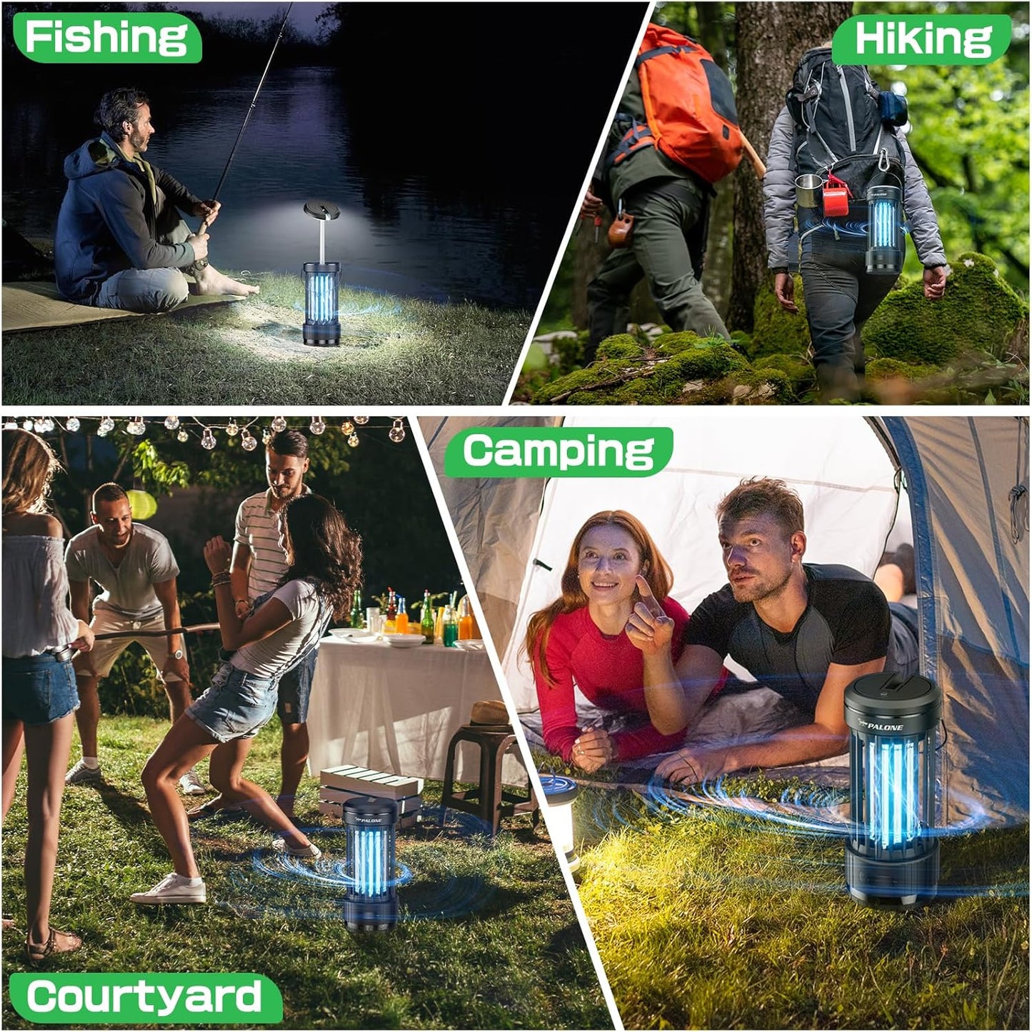 PALONE Bug Zapper, 4000mAh Electric Bug Zapper with LED Light, Retractable Fly Zapper with 3 Levels of Lighting Intensity Used for Indoor Outdoor