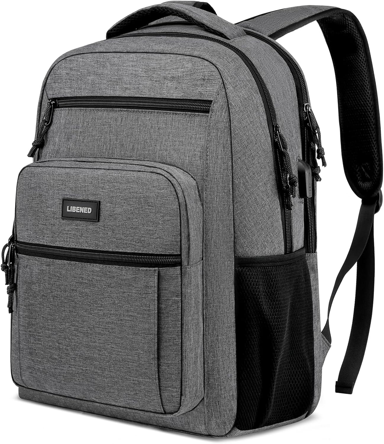School backpack for Teen Boys, Backpack for Men,15.6 inch Laptop Backpack with USB Charging Port, Large Computer Bookbag with Compartments, Ergonomic Straps, Black