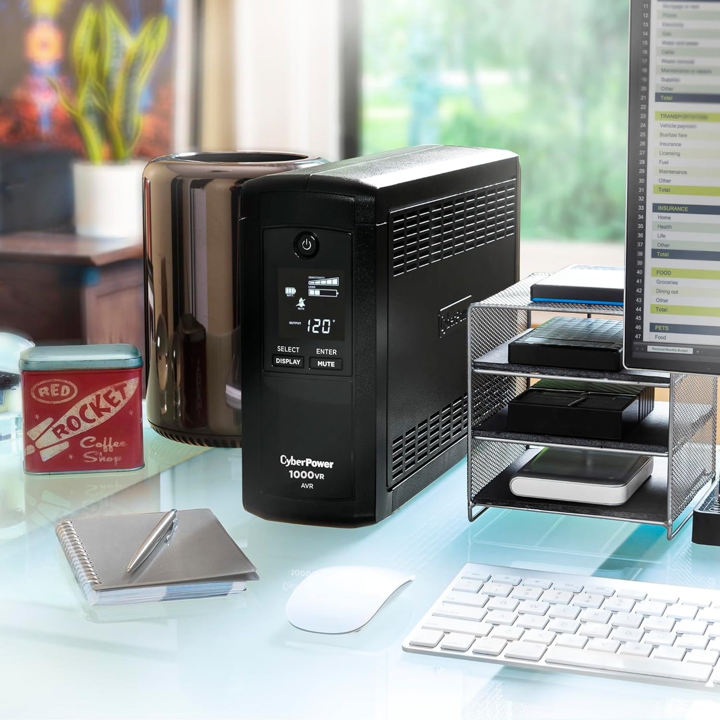 CyberPower CP1500AVRLCD3 Intelligent LCD UPS System, 1500VA/900W, 12 Outlets, 2 USB Ports, AVR, Mini Tower, Black