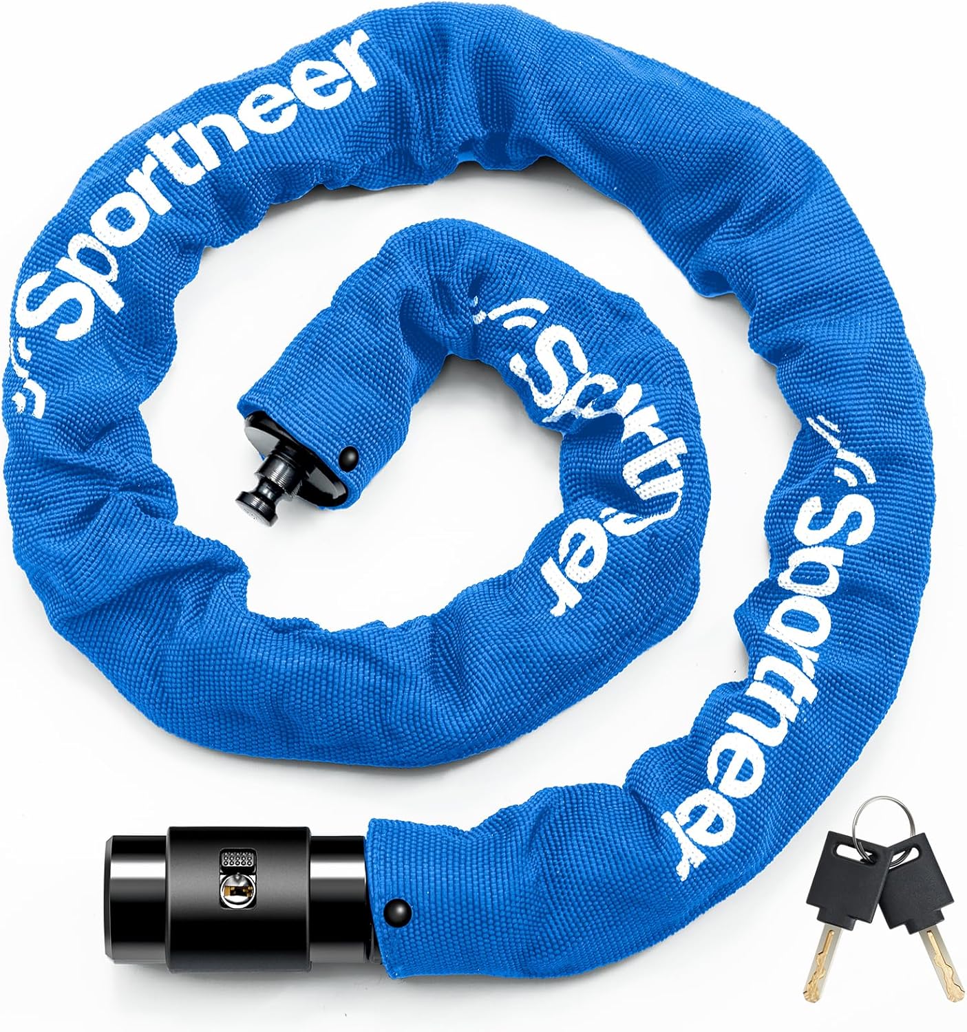 Sportneer Bike Lock Anti-Theft Bicycle Chain Lock Heavy Duty 0.32inch/8mm Thicker Motocycle Lock High Security with 2 Keys for Bike, Scooter, Moto, Door, Gate Fence