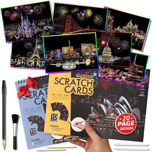 Purilite Select 20 PCS Cityscape Scratch Art Book