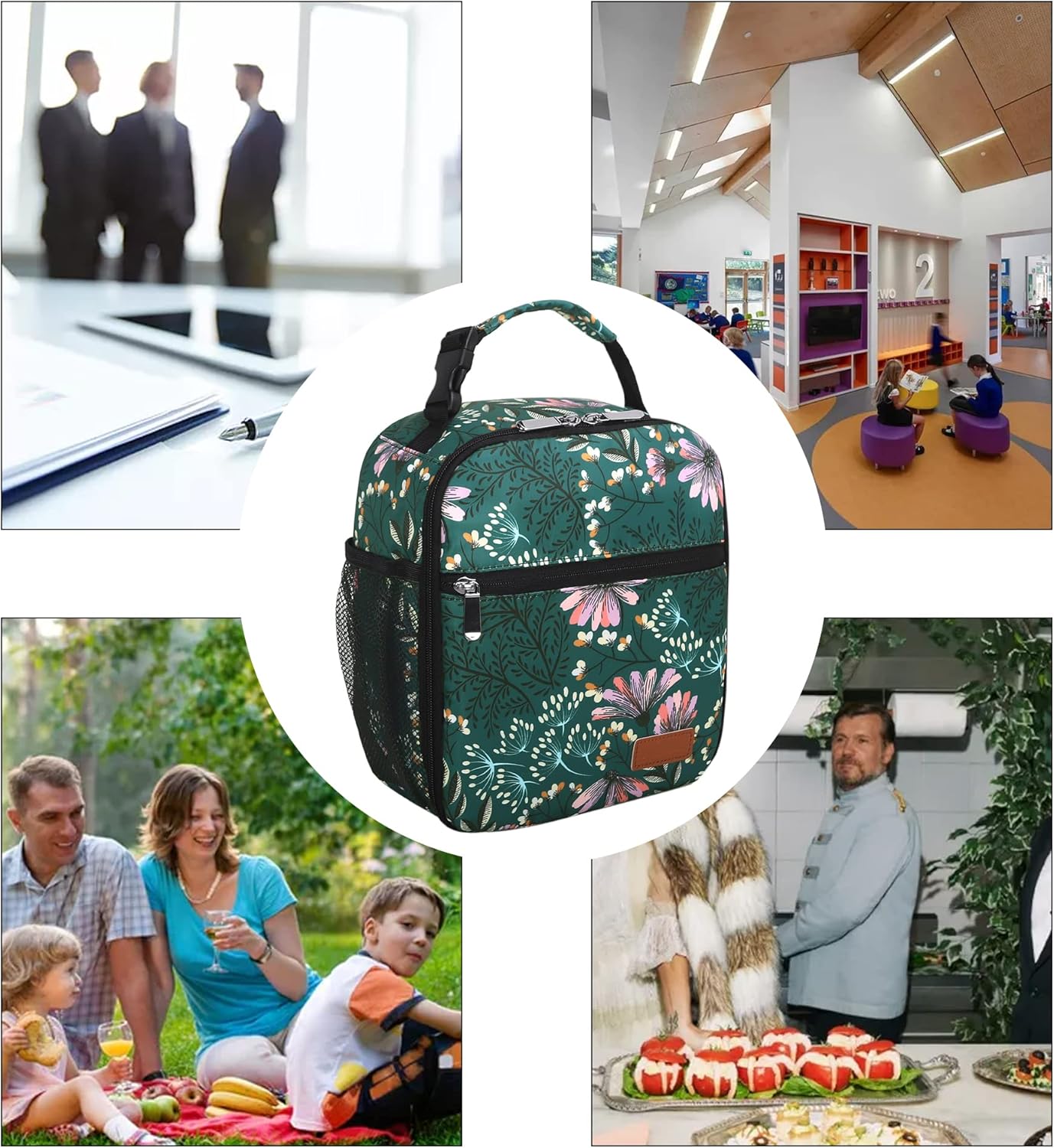 Lunch Box for Men Women Adults Small Lunch Bag for Office Work Picnic - Reusable Portable Lunchbox, Black