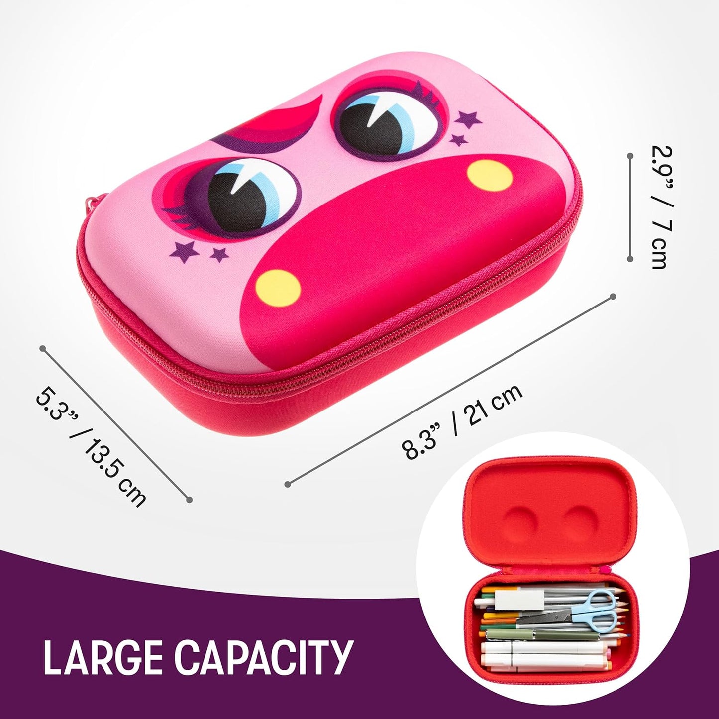 ZIPIT Beast Pencil Box for Kids | Pencil Case for School | Organizer Pencil Bag | Large Capacity Pencil Pouch (Red)