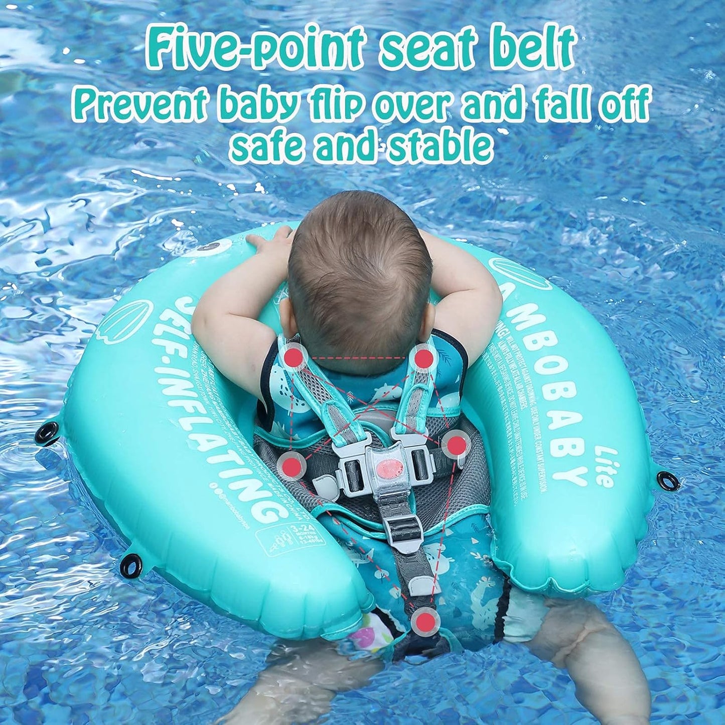 Mambobaby Baby Swim Float with Canopy, Non-Inflatable Solid Baby Float, Upgrade Soft Skin-Friendly Material Infant Swim Float