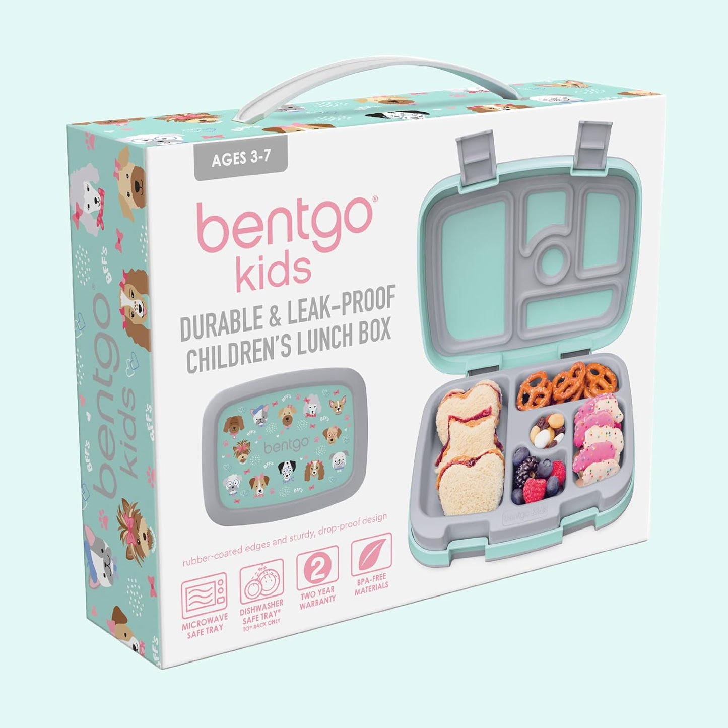 Bentgo Kids Prints Leak-Proof, 5-Compartment Bento-Style Kids Lunch Box - Ideal Portion Sizes for Ages 3 to 7 - BPA-Free, Dishwasher Safe, Food-Safe Materials - 2021 Collection (Llamas)