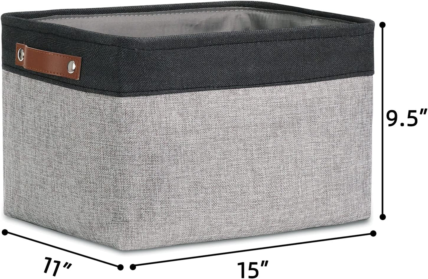 DULLEMELO Storage Baskets for Shelves, Fabric Collapsible Rectangular Storage Bins for Shelves, Closets, Nursery, Home, Office, Empty Gift Baskets (White&Teal)