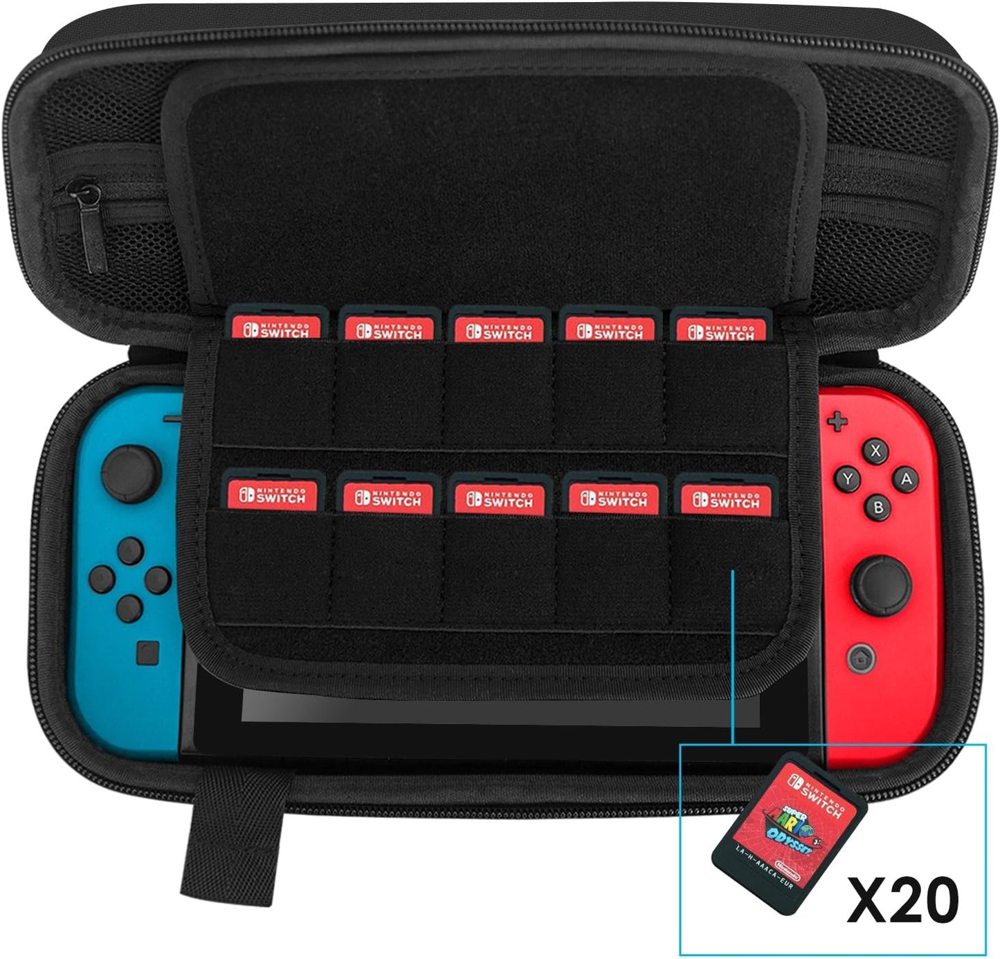 JETech Carrying Case for Nintendo Switch 2 (2025) 7.9 Inch, Hard Shell Portable Travel Bag with 10 Game Card Slots and Accessories Pouch, Lightweight Anti-Scratch Protection (Black)
