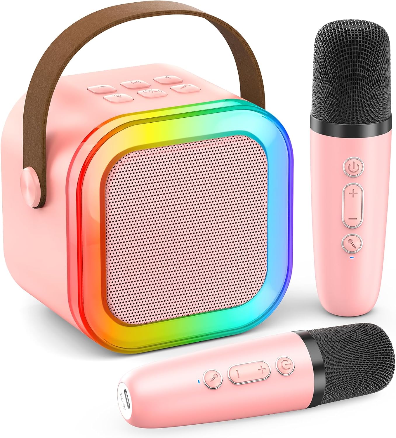 Karaoke Machine for Kids Adults, Portable Bluetooth Mini Karaoke Microphone Singing Speaker Karaoke Player with 2 Wireless Mic Toys for All Smartphones,Birthday, Family,Home Party (Purple)