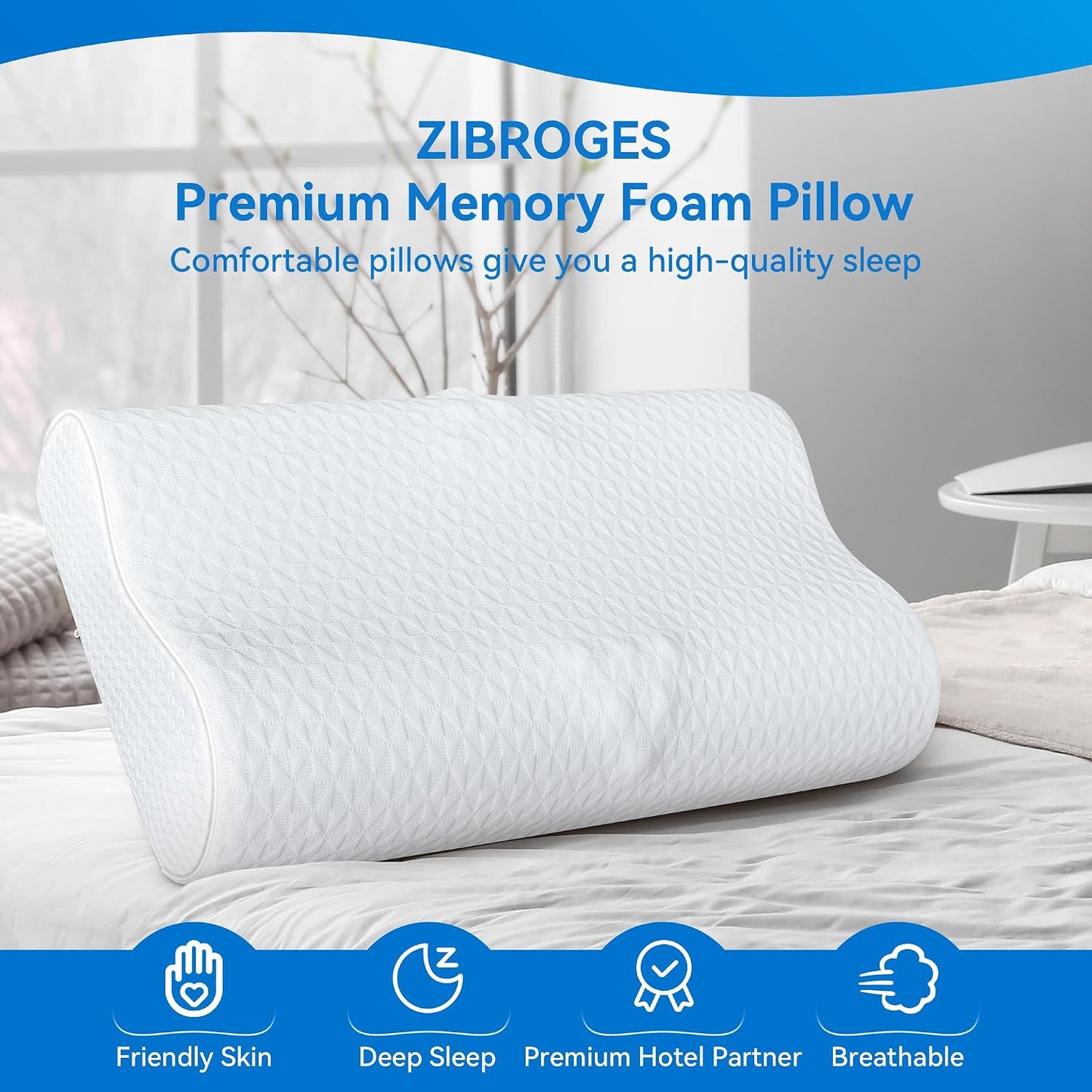 Sandwich Cervical Neck Pillow Queen Size, Memory Foam Pillow for Sleeping, Adjustable Contour Ergonomic Orthopedic Cooling Pillow for Side, Back & Stomach Sleepers(Soft)