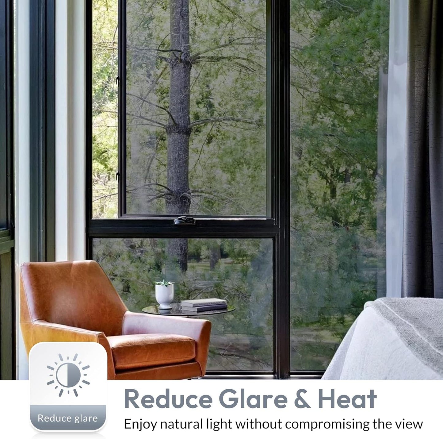rabbitgoo Window Films for Privacy, Static Cling Frosted Glass Sticker, Non-Adhesive Privacy Film Sun Blocking Window Covering Frosting Vinyl Bathroom Sliding Glass Door, 44.5 x 200cm, Pure Frosted