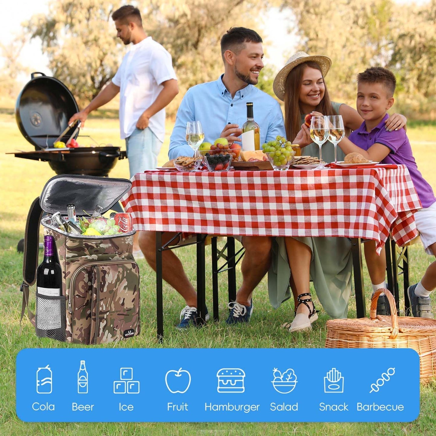 Bagtopia Camping Cooler Backpack 25 Cans, Leak Proof Insulated Thermal Bag, Beach Travel Picnic Lunch Backpack for Men Women