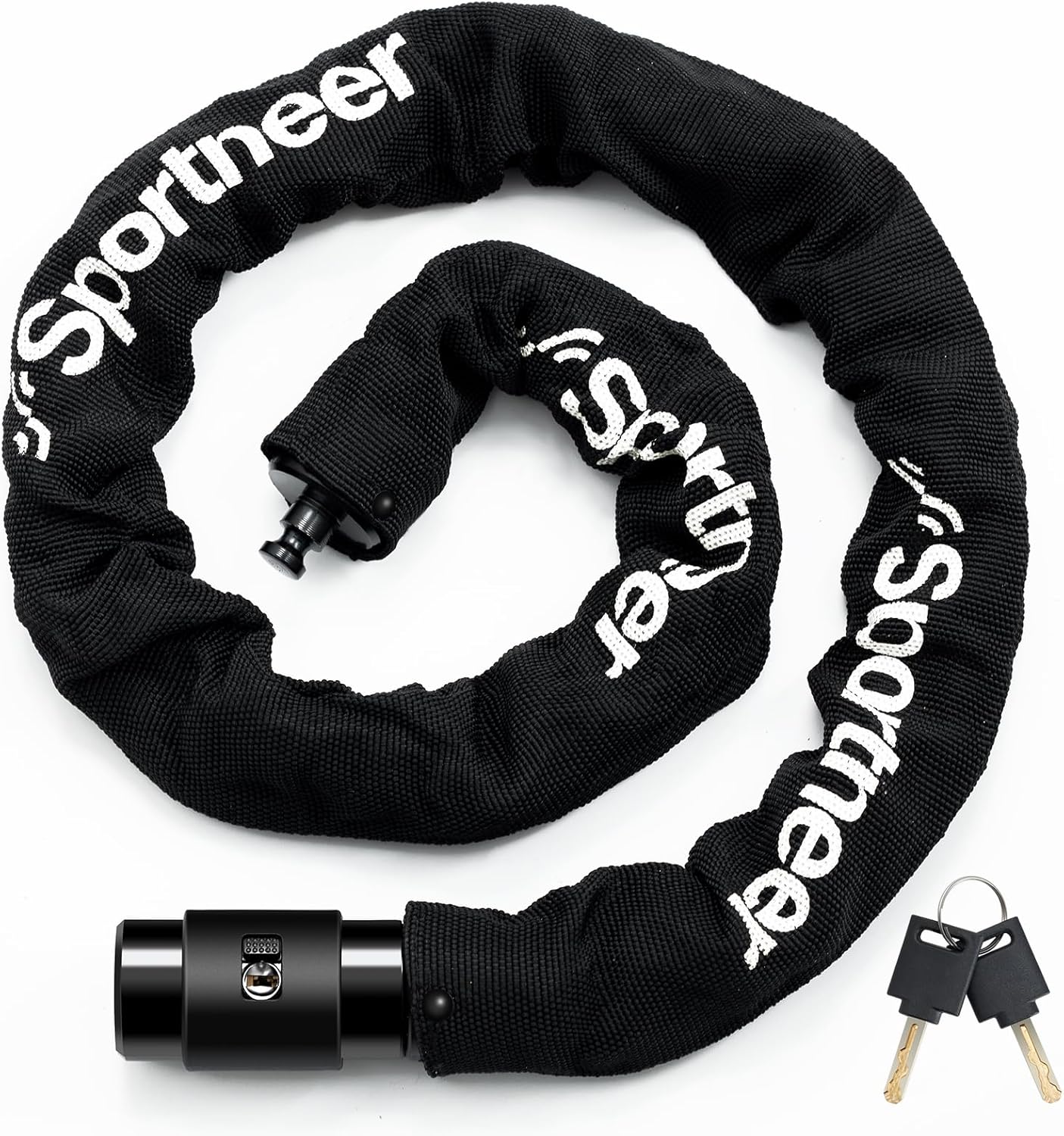 Sportneer Bike Lock Anti-Theft Bicycle Chain Lock Heavy Duty 0.32inch/8mm Thicker Motocycle Lock High Security with 2 Keys for Bike, Scooter, Moto, Door, Gate Fence