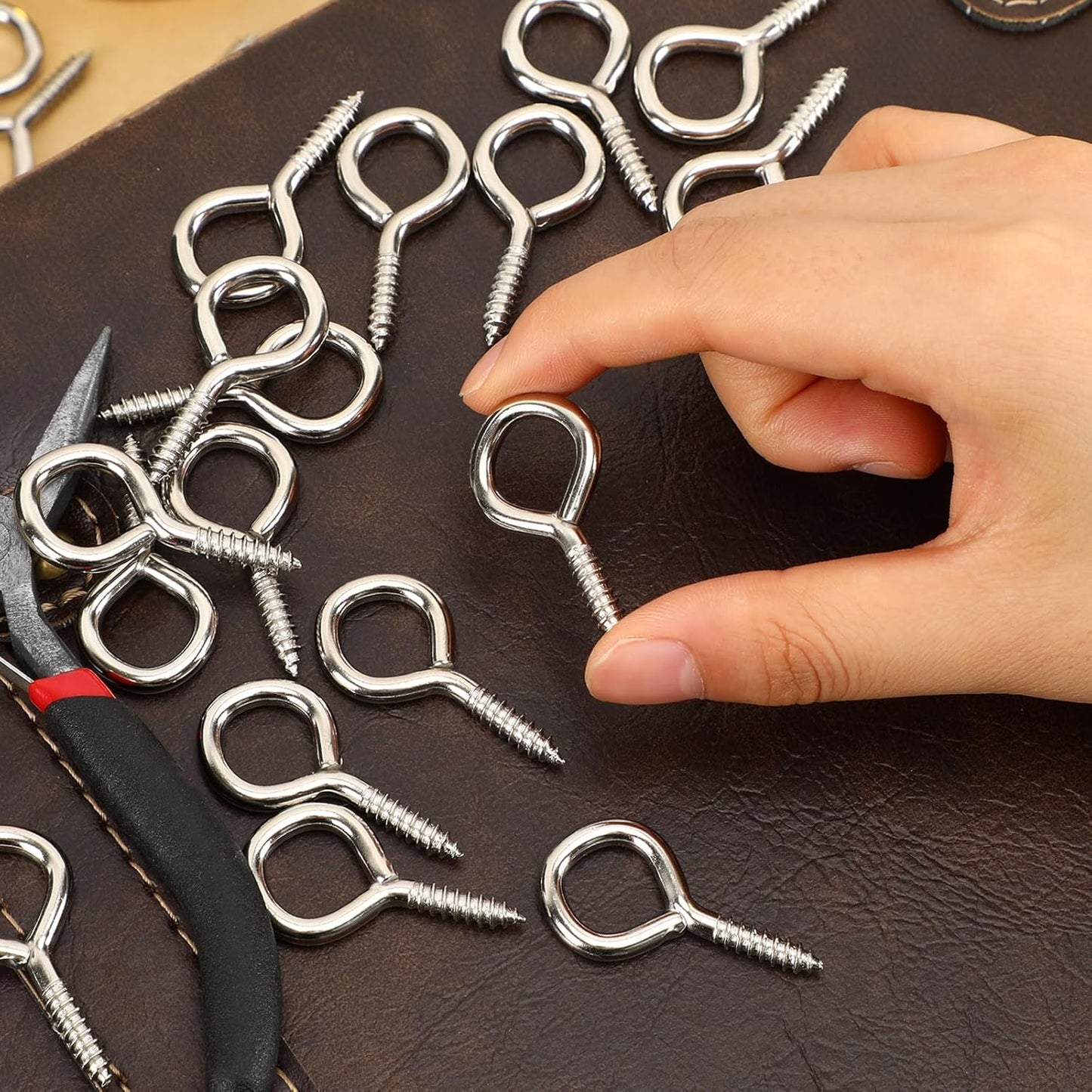 AUGSUN Eye Hooks, 12Pack 2.5 Inch Eye Hooks Heavy Duty 304 Stainless Steel Eye Screw,Screw Eyes Metal Screw Hooks Ring Screws Fasteners Hardware Tools