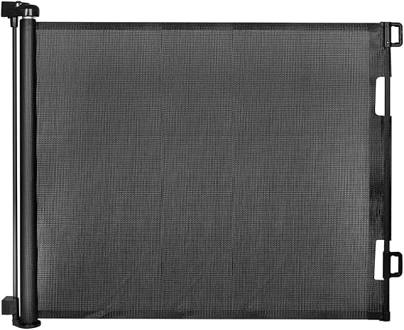 Retractable Baby Gate,Mesh Baby Gate or Mesh Dog Gate,33.6" Tall,Extends up to 55" Wide,Child Safety Gate for Doorways, Stairs, Hallways, Indoor/Outdoor (Black 33.6"x55")