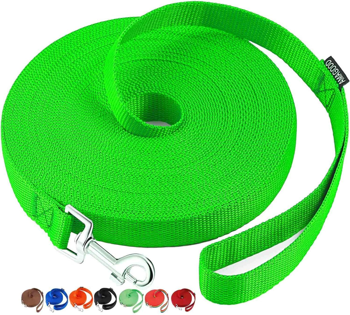 AMAGOOD Dog/Puppy Obedience Recall Training Agility Lead-15 ft 20 ft 30 ft 50 ft Long Leash-for Dog Training,Tie Out,Play,Safety,Camping (15 feet, Black)