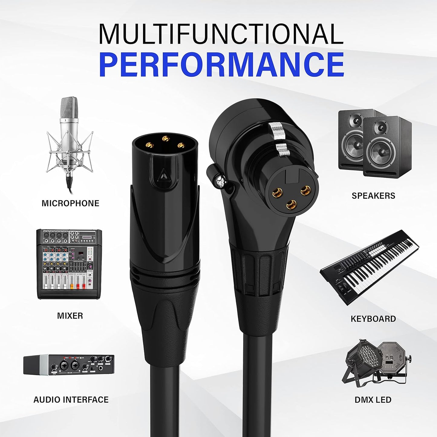 LyxPro 6 Feet XLR Microphone Cable Balanced Male to Female 3 Pin Mic Cord for Powered Speakers Audio Interface Professional Pro Audio Performance and Recording Devices - Blue