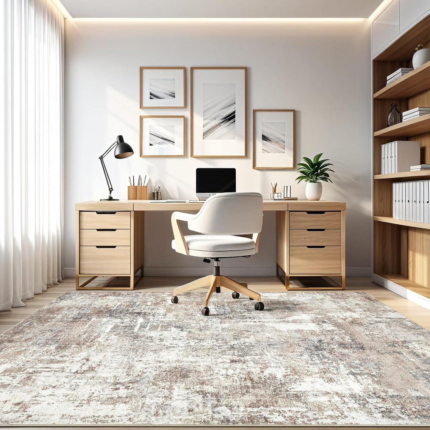 6x9 Area Rugs Living Room: Large Washable Abstract Modern Soft Rug Stain Resistant Indoor Floor Non Slip Accent Carpet for Bedroom Nursery Playroom Dining Room Office Dorm Home Decor- Gray Gold