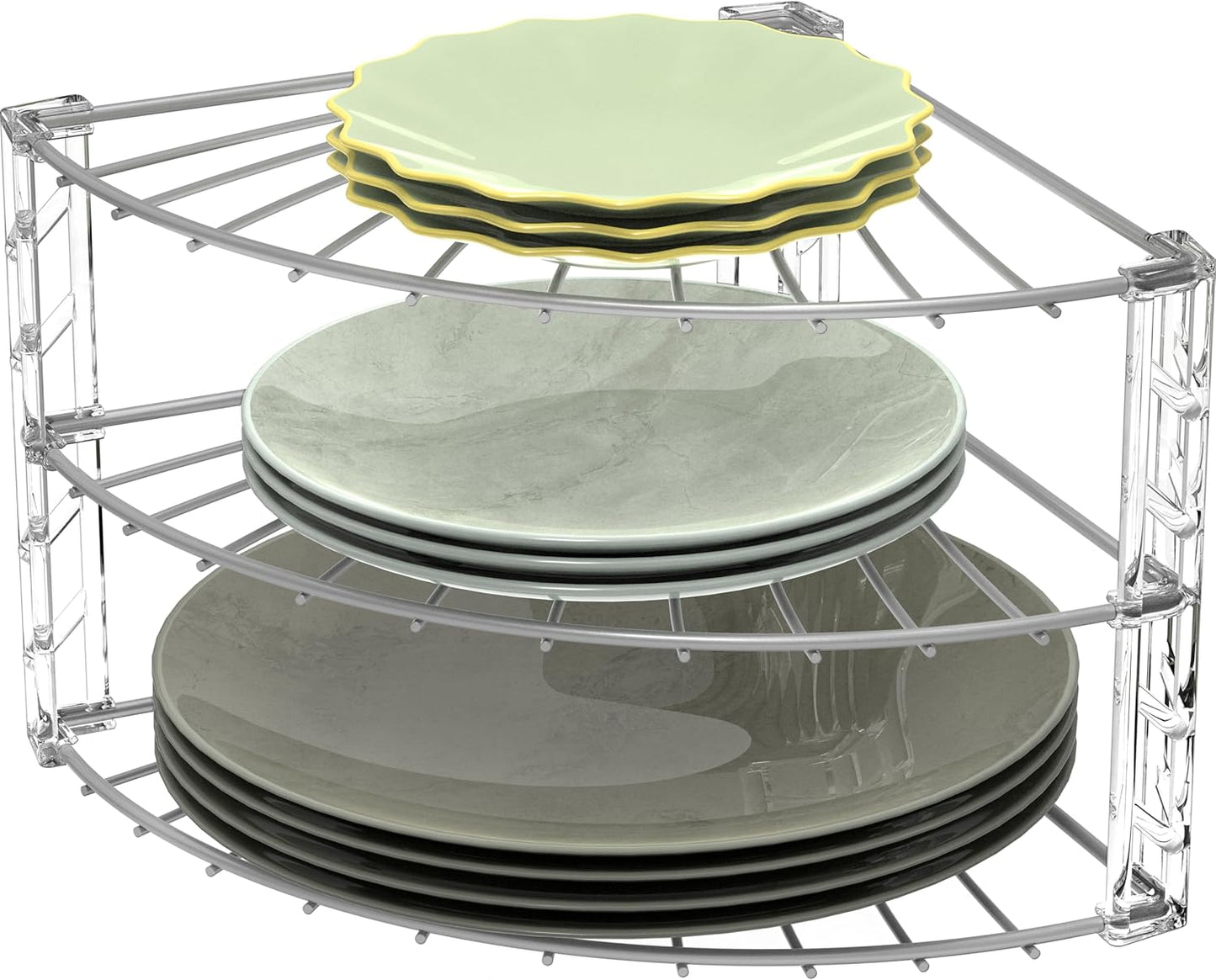 SimpleHouseware 3-Tier Corner Shelf Plate Rack for Counter and Cabinet Organizer, Bronze