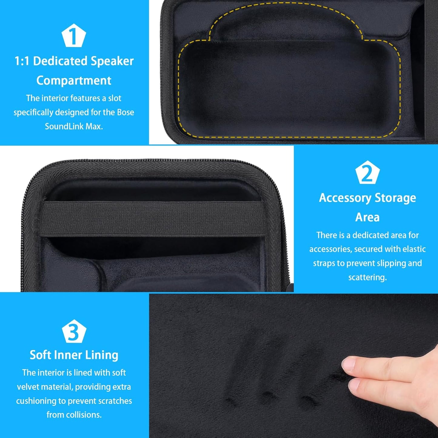 Bose SoundLink Max Portable Speaker Hard Protective Case, Portable Travel Case with Shoulder Strap and Handle (Black Case) - co2CREA