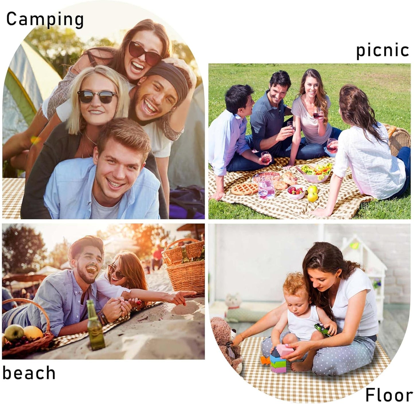 SAMSIER Large Outdoor Picnic Blankets Waterproof Foldable, Beach Blanket Sandproof Portable, Cute Picnic Mat Washable (Navy Blue, 60"×80")