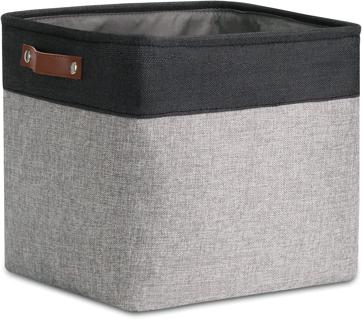 DULLEMELO Storage Baskets for Shelves, Fabric Collapsible Rectangular Storage Bins for Shelves, Closets, Nursery, Home, Office, Empty Gift Baskets (White&Teal)