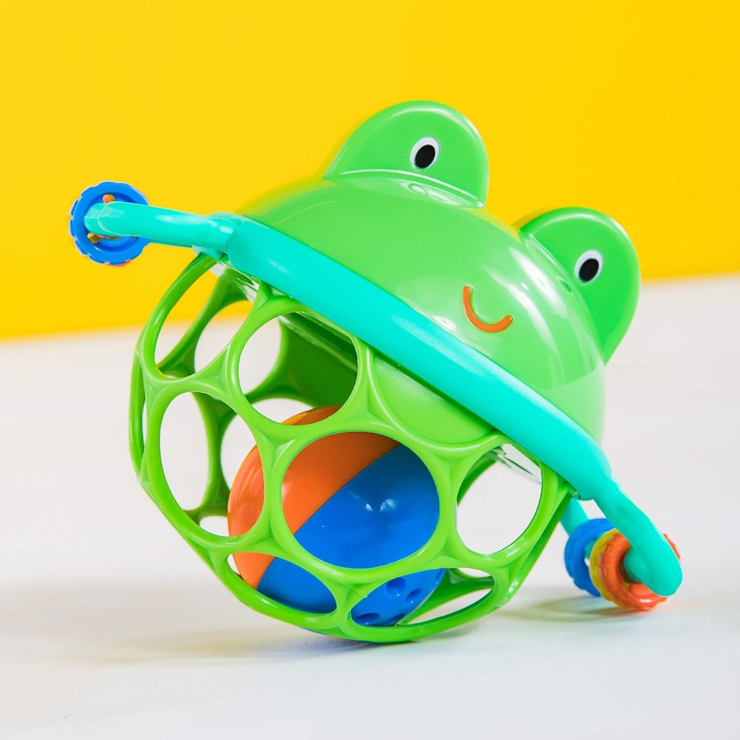 Bright Starts Oball Easy-Grasp Rattle BPA-Free Infant Toy in Teal, Age Newborn and up, 4 Inches