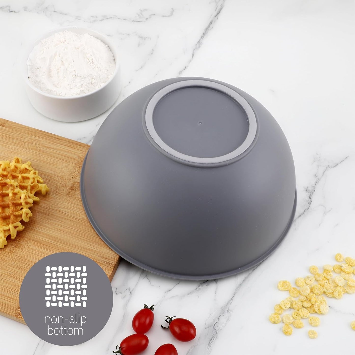 COOK WITH COLOR Mixing Bowls with TPR Lids - 12 Piece Plastic Nesting Bowls Set Includes 6 Prep Bowls and 6 Lids, Microwave Safe Mixing Bowl Set (Green)