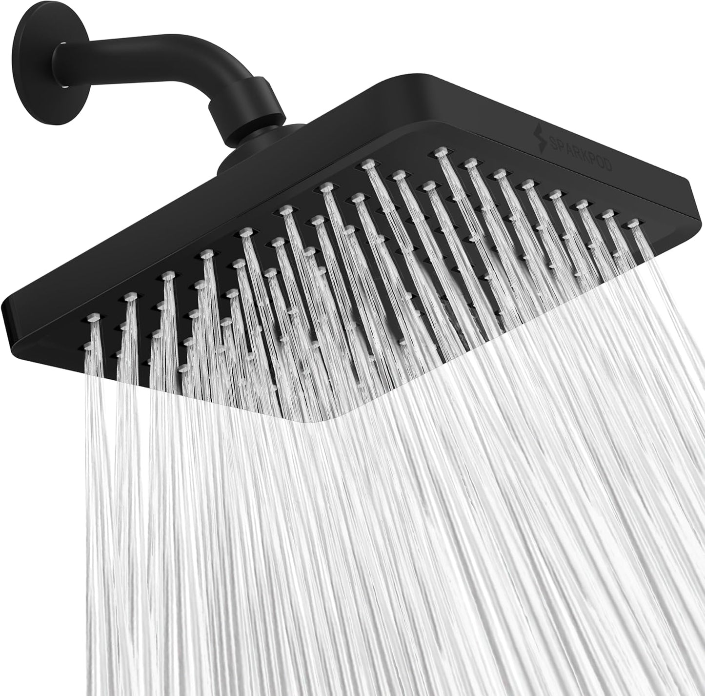 SparkPod Shower Head - High Pressure Rain - Premium Quality Luxury Design - 1-Min Install - Easy Clean Adjustable Replacement for Your Bathroom Shower Heads (Luxury Polished Chrome, 6 Inch Round)