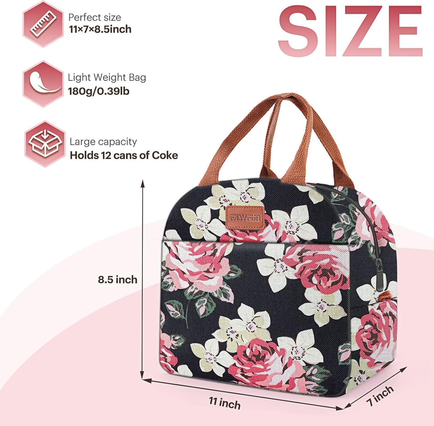 Lunch Bag for Women & Men Adult Insulated Lunch Box, Small Leakproof Cooler Food Lunch Containers Reusable High Capacity Lunch Tote Bags for Work, Travel, Outdoor