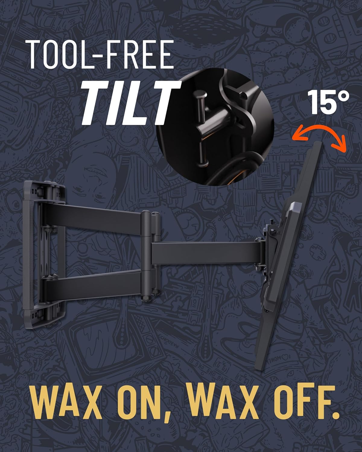 ECHOGEAR MaxMotion TV Wall Mount for Large TVs Up to 90" - Full Motion Has Smooth Swivel, Tilt, & Extension - Universal Design Works with Samsung, Vizio & More - Includes Hardware & Drill Template