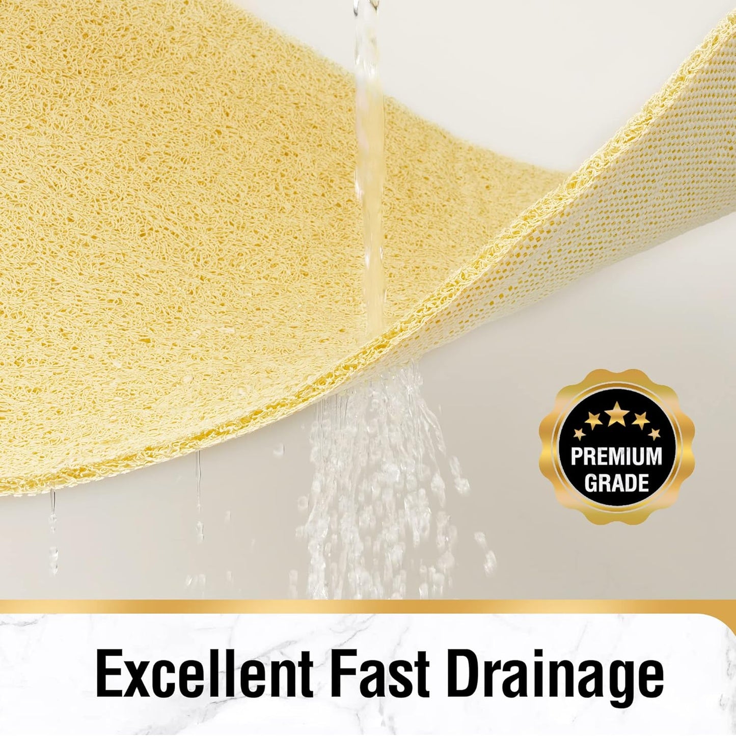 HITSLAM Shower Mat Non Slip, 24 x 16 Inch Bathtub Mat Non Slip with Drain, Soft PVC Loofah Bath Mat for Tub, Quick Drying Bathroom Shower Mat, Grey