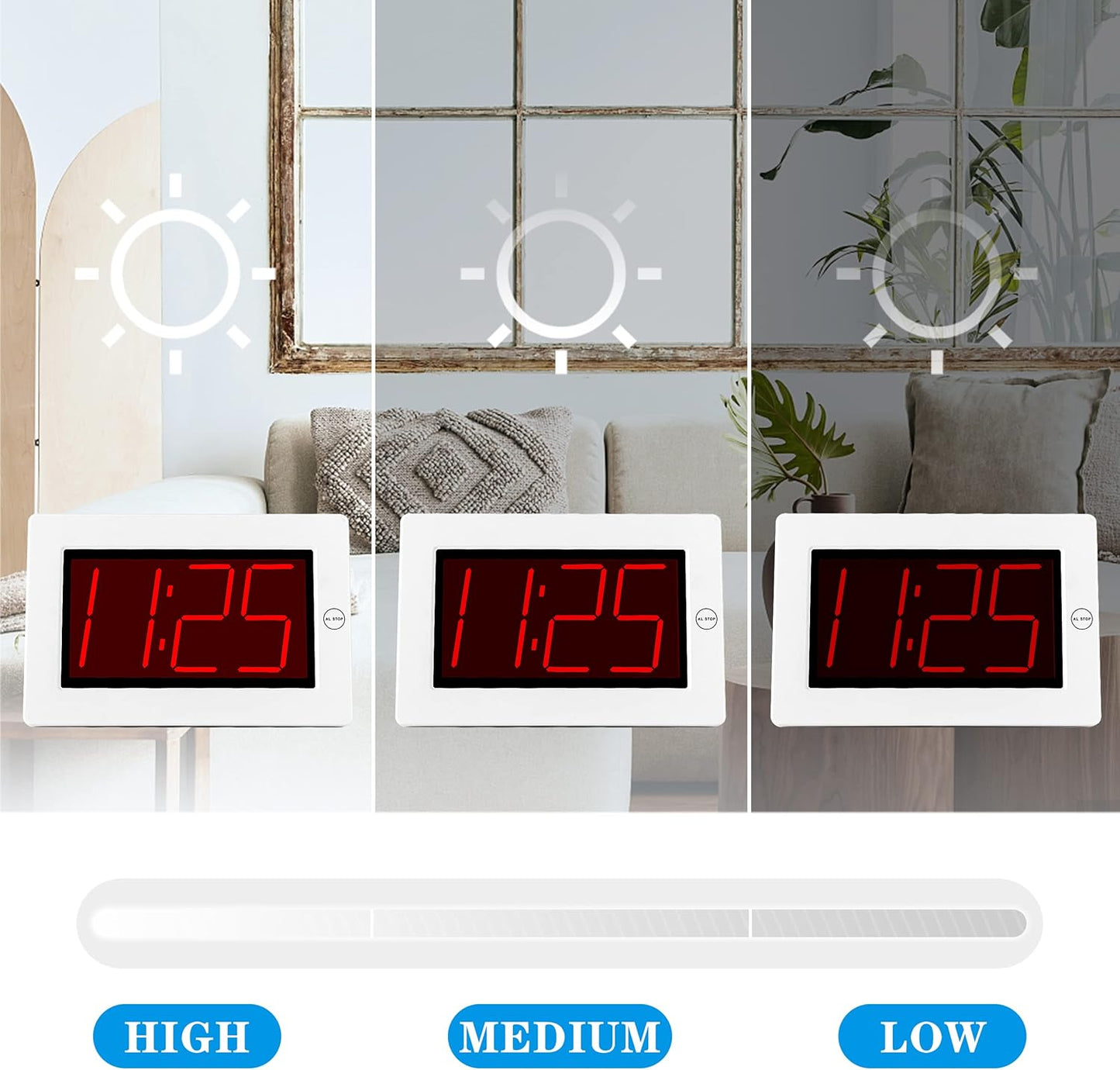 Wall Clock, Digital Clock, 8" Extra Large Display, 3" Big LED Number, Battery Operated, Adjustable Brightness, Clock for Bedroom, for Desk, Wall Mounted
