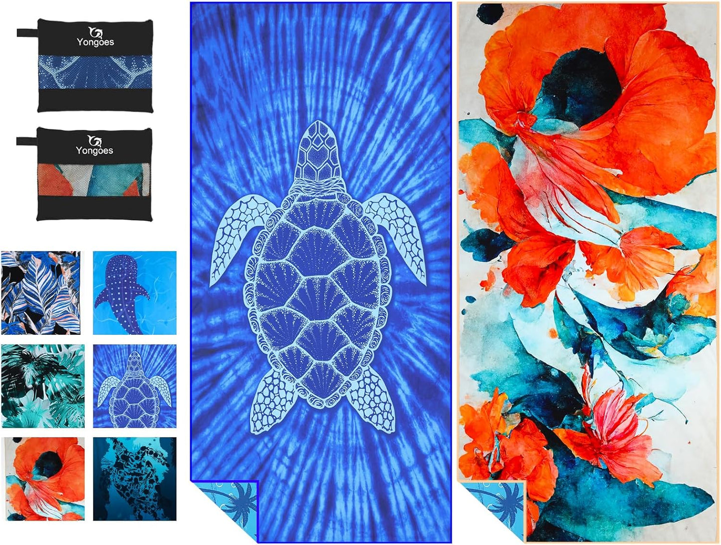 4 Pack Microfiber Lightweight Thin Beach Towel Sand Free Quick Dry Super Absorbent Compact Oversized Large Towels for Swimming Pool Yoga Gym Travel Vacation Beach Accessories Essentials for Adults