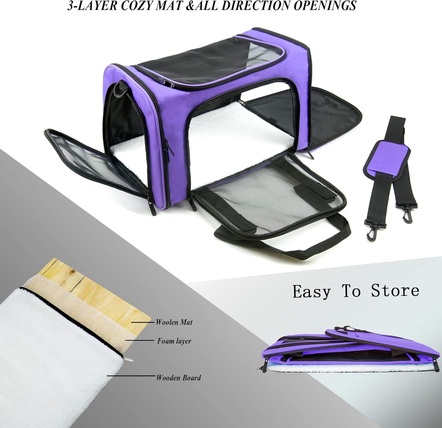 NextFri Soft Sided Carrier for Cats Dogs,TSA Airline Approved Collapsible Travel Pet Carrier (Magenta, Medium)