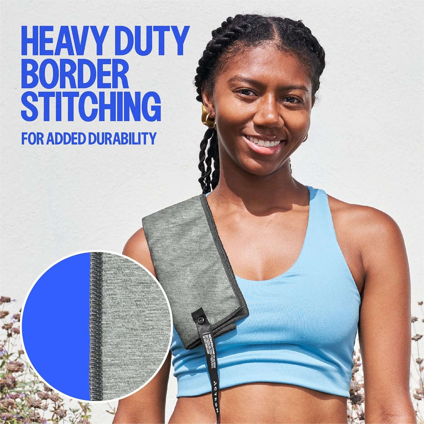 Acteon Microfiber Quick Dry Gym Towel, Silver ION Odor-Free Mega Absorbent Fiber Fast Drying Men Women Workout Gear for Body Sweat, Beach, Camping, Working Out Travel Towels