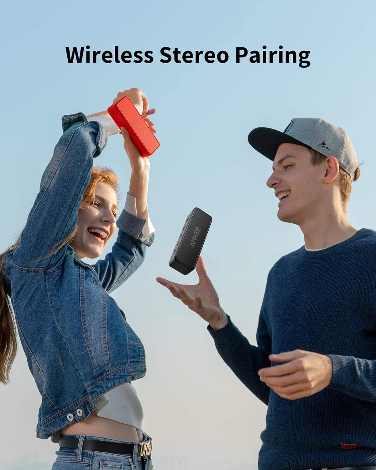 Anker SoundCore 2 Portable Bluetooth Speaker with Better Bass, 24-Hour Playtime, 66ft Bluetooth Range, IPX7 Water Resistance & Built-in Mic, Dual-Driver Wireless Speaker (Red)