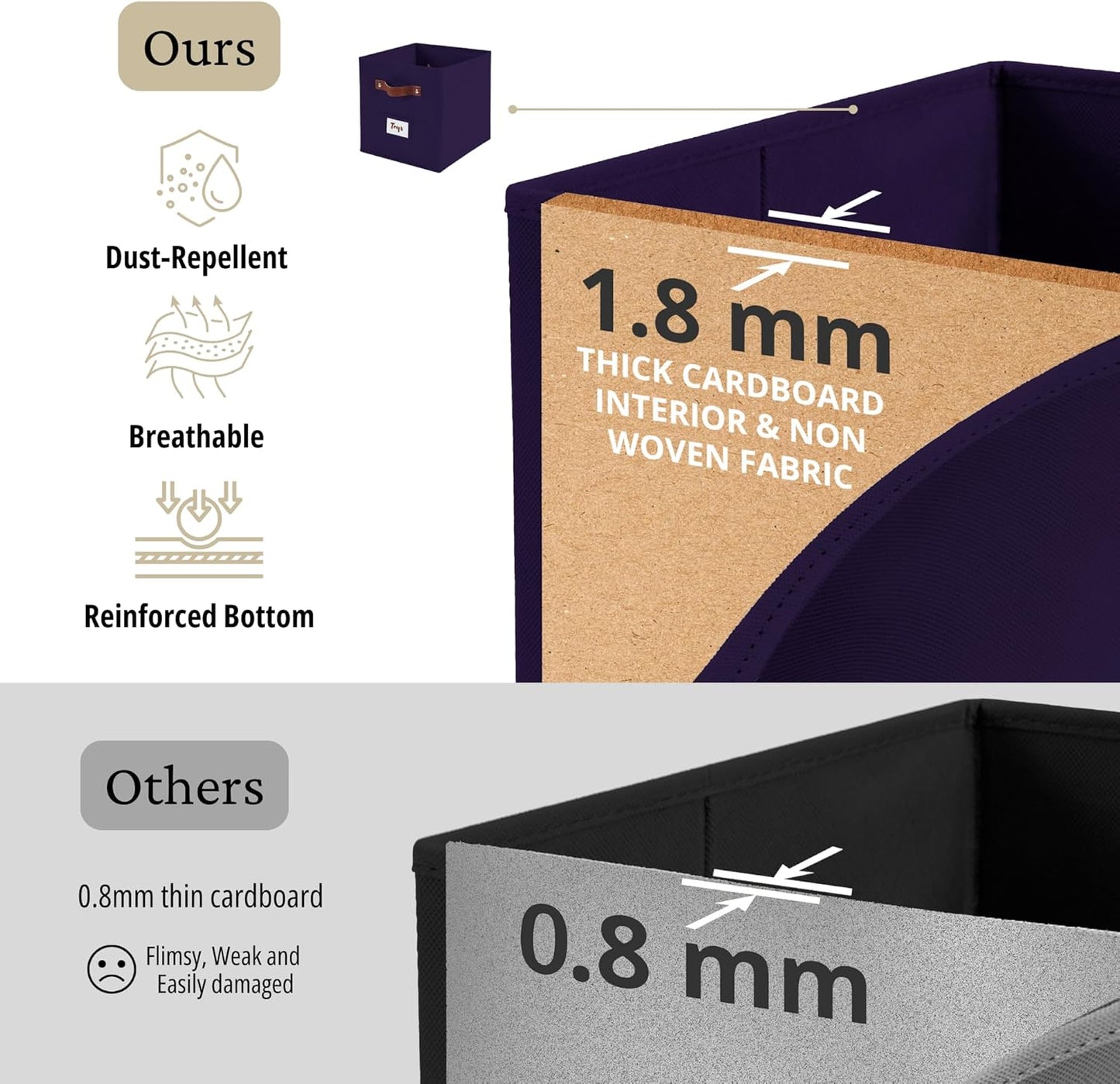 DECOMOMO Cube Storage Bin, Storage Cubes with Labels, Baskets for Shelves Kallax Linen Closet Organizers (Cube 10.5x11"/ 6pcs, Black)
