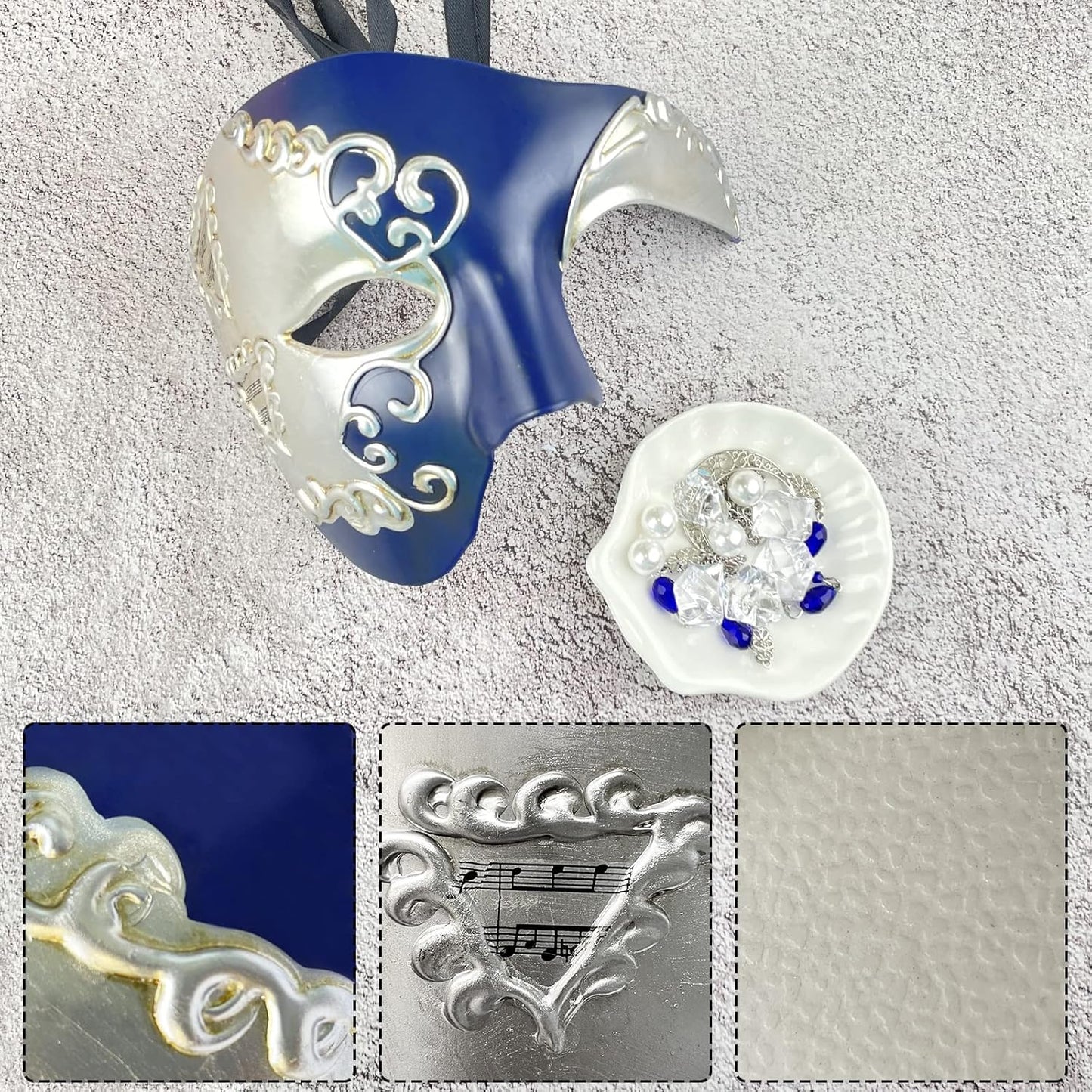 HyperFun Mens Masquerade Mask Phantom of The Opera Half Face Mask with Bowtie, Vintage Venetian Masks for Costume Party