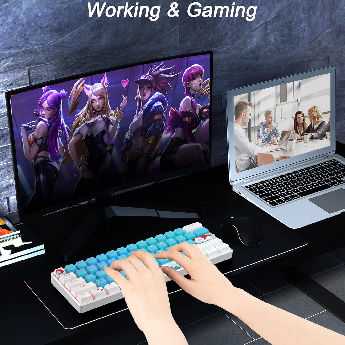 Fogruaden Full Size Mechanical Keyboard, Green Matcha Keyboard, Wired USB 104 Keys RGB Backlit Gaming Keyboard with Number Pad, Red Switches, NKRO Mechanical Keyboard for Windows Laptop PC Gamer