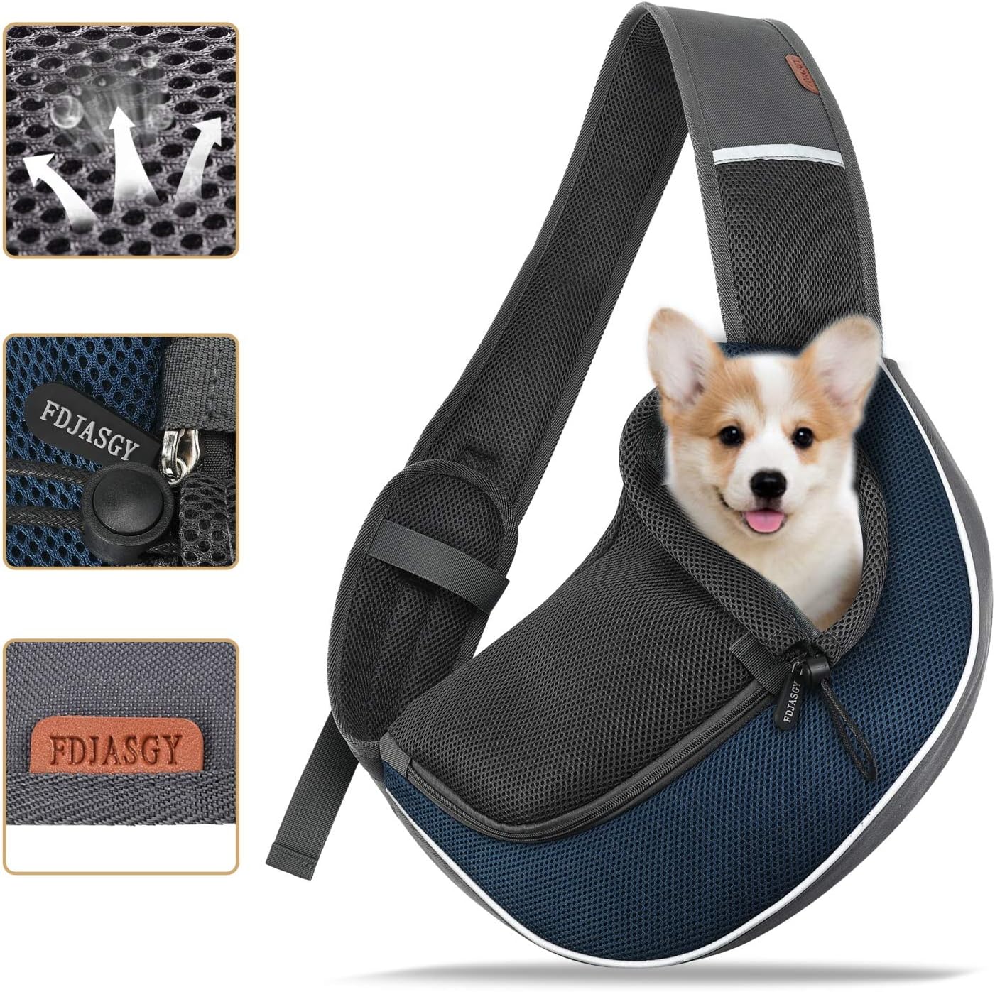 FDJASGY Pet Sling Carrier for Small Dogs Cats,Breathable Mesh Travelling Hand Free Puppy Backpack with Pouch and Adjustable Strap Carrier Grey
