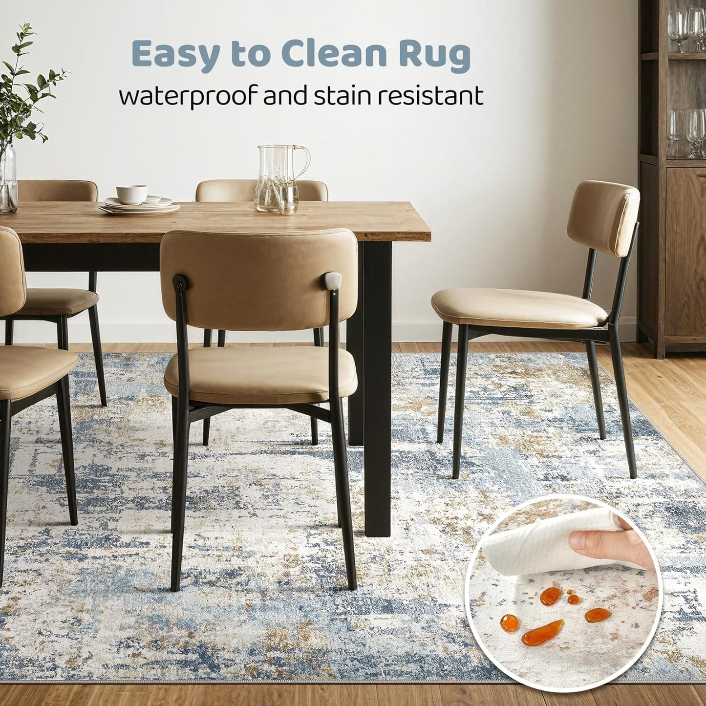 6x9 Area Rugs Living Room: Large Washable Abstract Modern Soft Rug Stain Resistant Indoor Floor Non Slip Accent Carpet for Bedroom Nursery Playroom Dining Room Office Dorm Home Decor- Gray Gold
