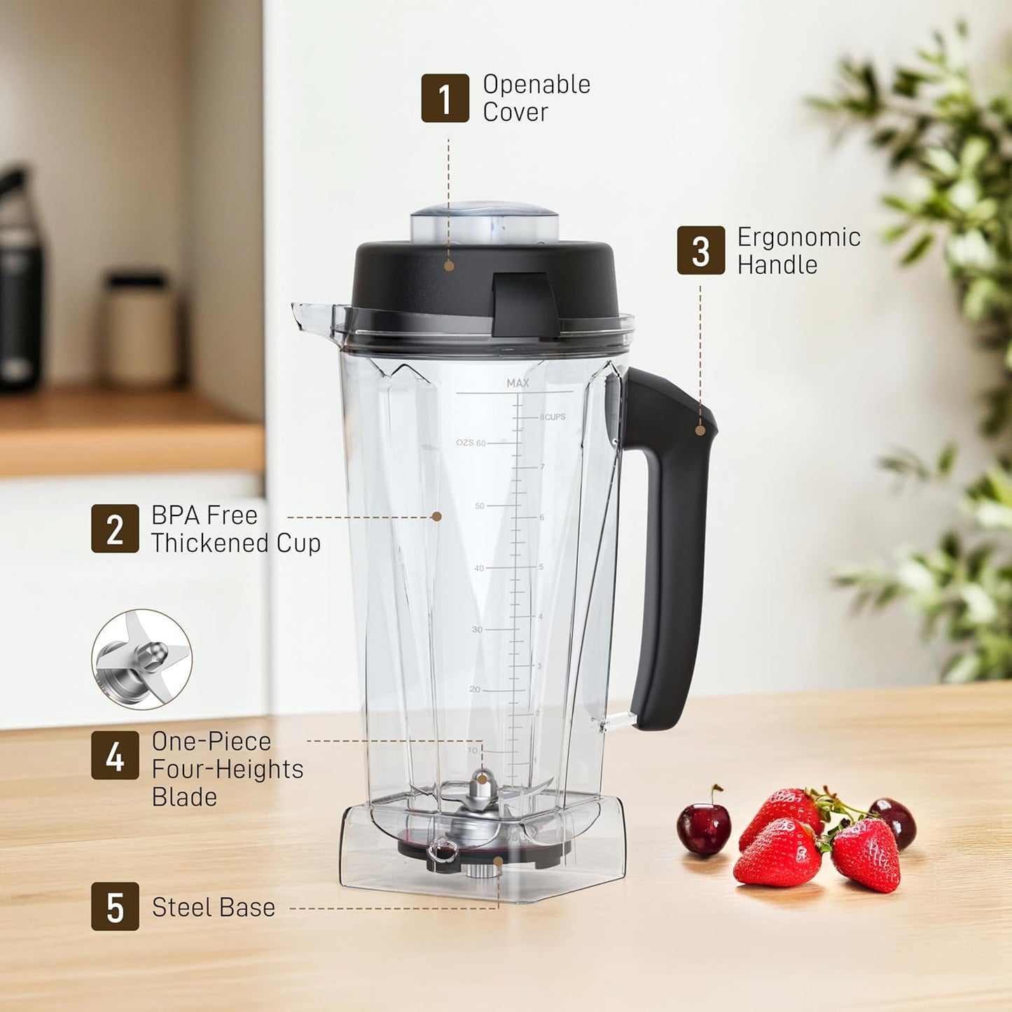 64oz Blenders Container for Vitamix replacement Pitcher Container Jar Cup Food Processor Accessories Kit, Fit to Vitamix 5300 7500, Classic C/Commercial/Explorian series