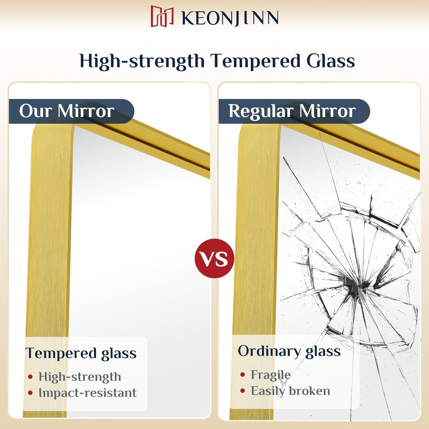 Keonjinn 42 x 36 Brushed Nickel Bathroom Vanity Mirror, Large Rounded Rectangle Bathroom Mirrors for over Sink, Metal Framed Silver Mirror for Wall, Shatterproof HD Tempered Glass(Horizontal/Vertical)