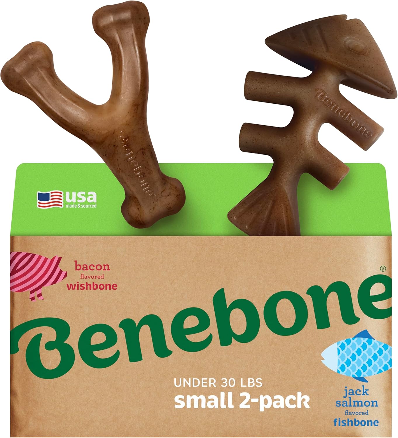 Benebone 4-Pack Durable Dog Chew Toys for Aggressive Chewers, Real Flavors, Made in USA, Medium