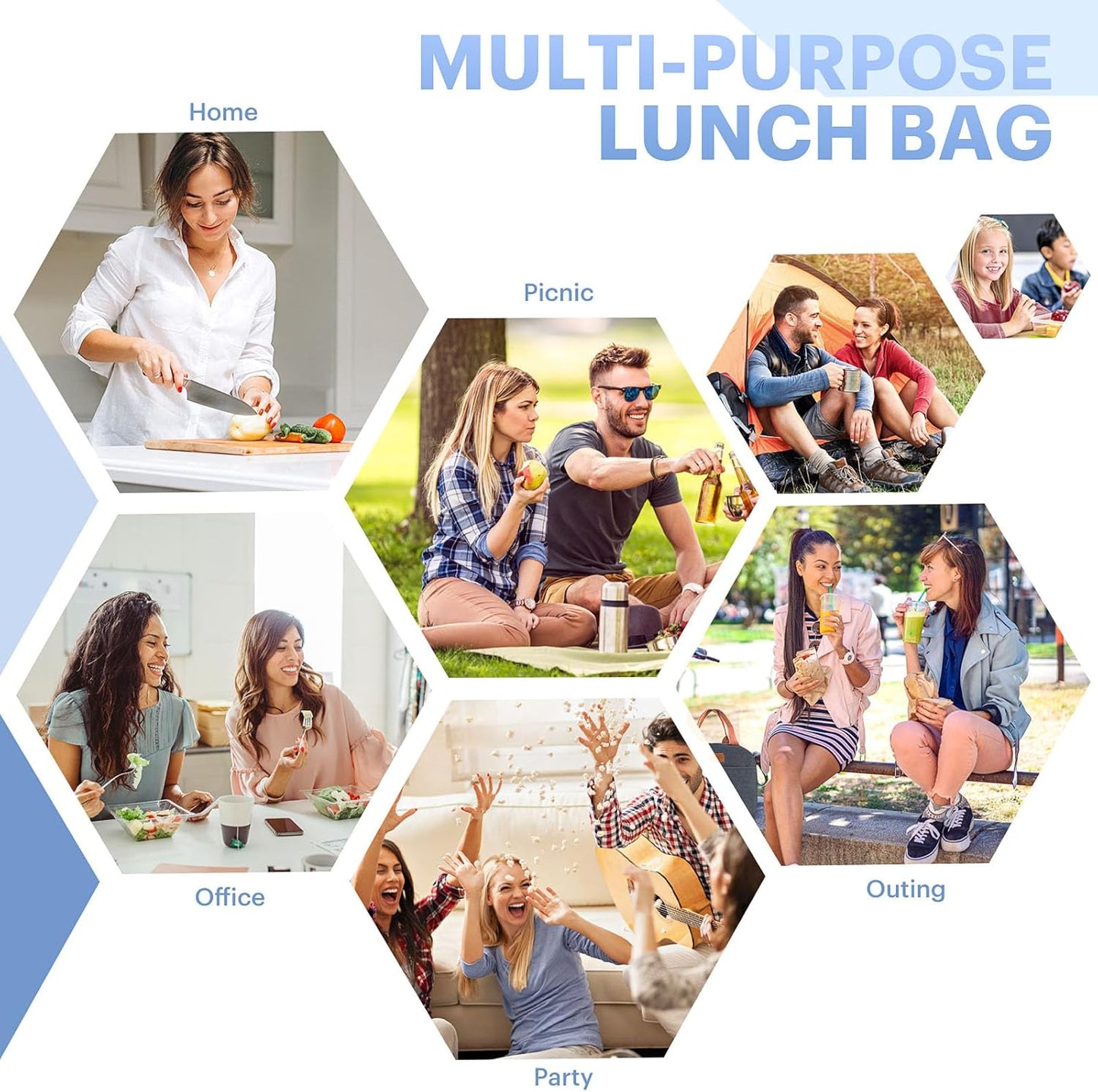 Lunch Bag for Women & Men Adult Insulated Lunch Box, Small Leakproof Cooler Food Lunch Containers Reusable High Capacity Lunch Tote Bags for Work, Travel, Outdoor